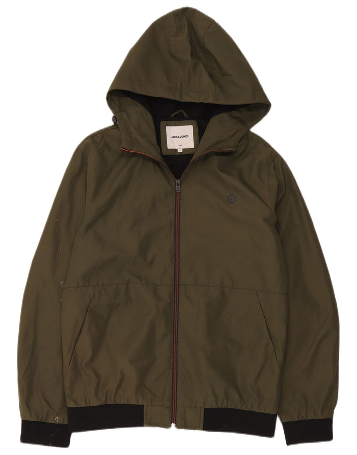 Jack & Jones Chaqueta cortavientos con capucha para hombre UK 36 Small Caqui Poliéster