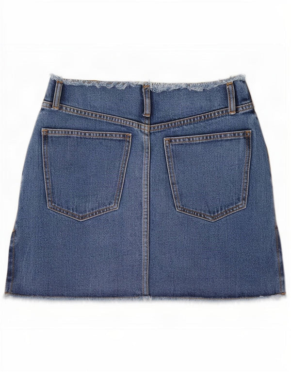 Zara Minifalda vaquera para mujer EU 36 Small W26 Algodón floral azul