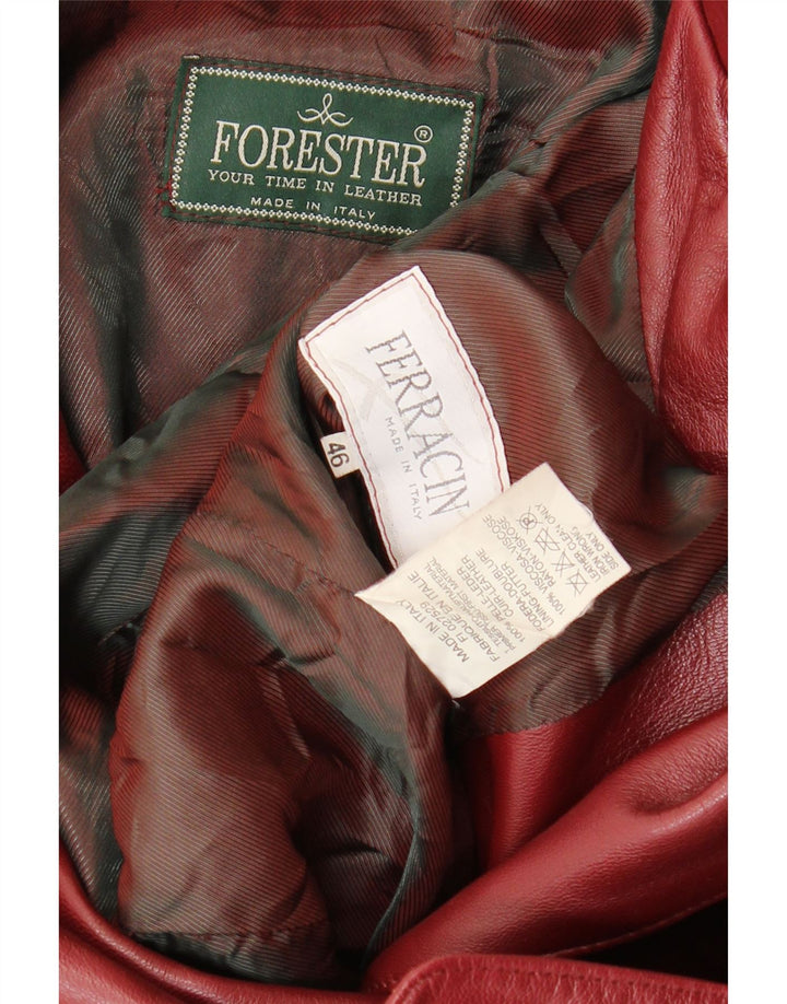 Forester Chaqueta Blazer de Cuero con 3 Botones para Mujer IT 46 Grande Cuero Burdeos