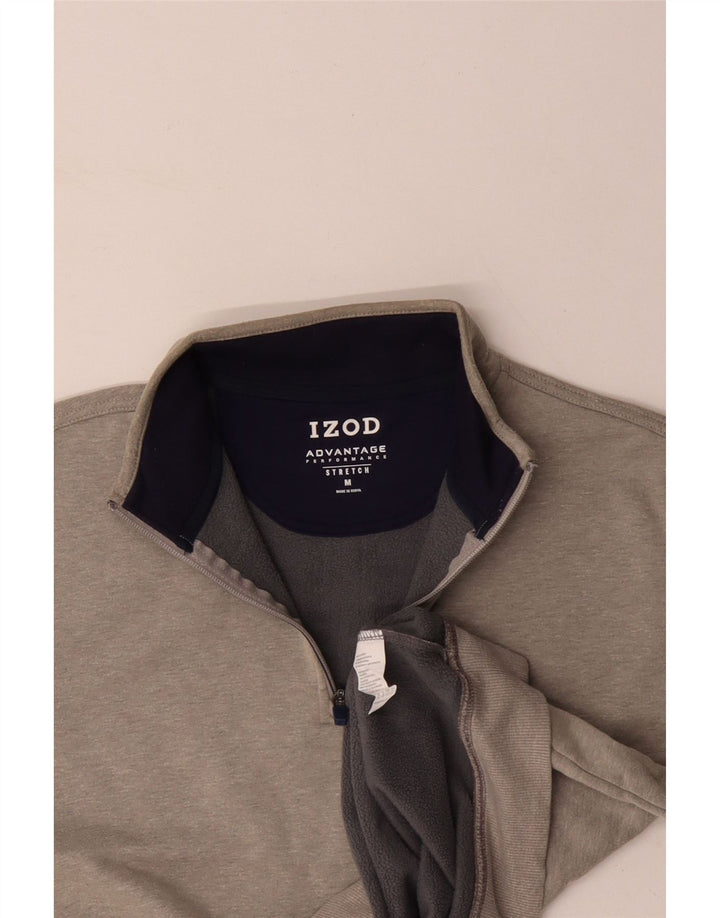 IZOD - Sudadera con cuello y cremallera para hombre, color gris medio, algodón