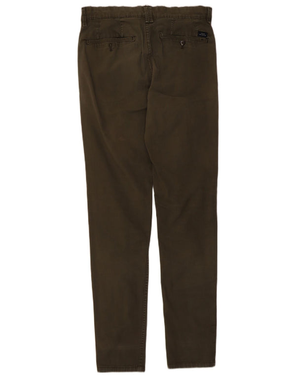 Zara Mens Skinny Chino Pantalones EU 38 Small W30 L30 Caqui Algodón