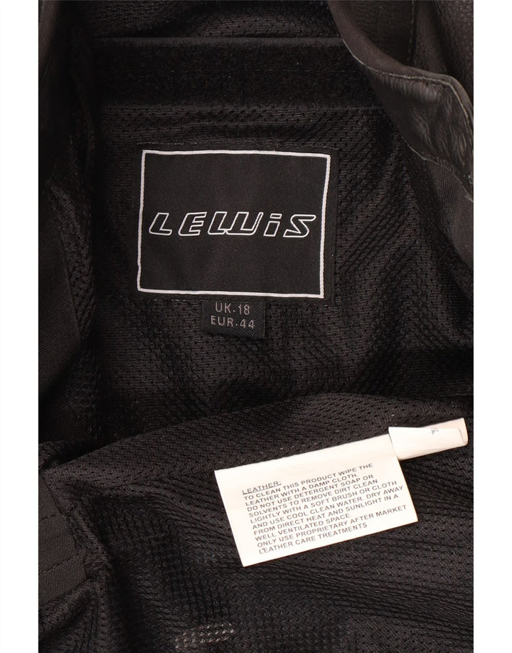 LEWIS Chaqueta motera de cuero para mujer UK 40 XL Cuero negro