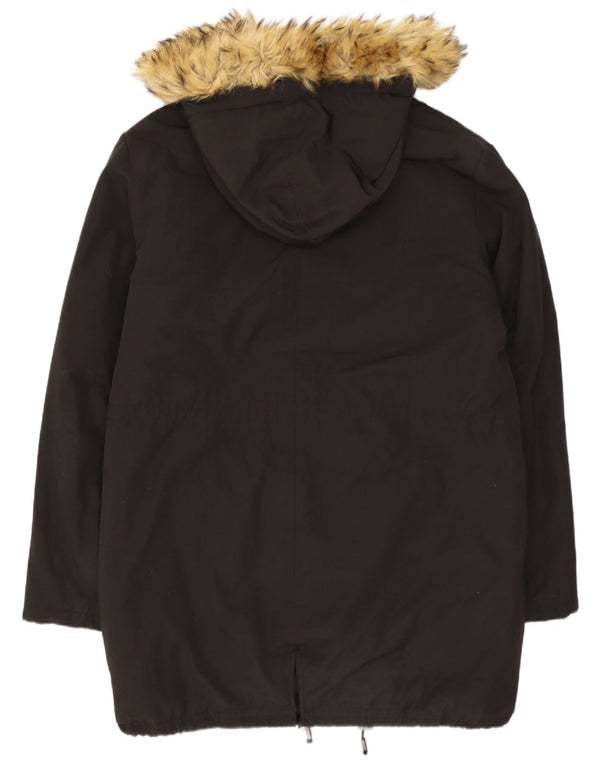 Zara - Parka con capucha para hombre, talla 40, algodón negro grande