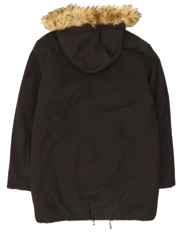 Zara - Parka con capucha para hombre, talla 40, algodón negro grande
