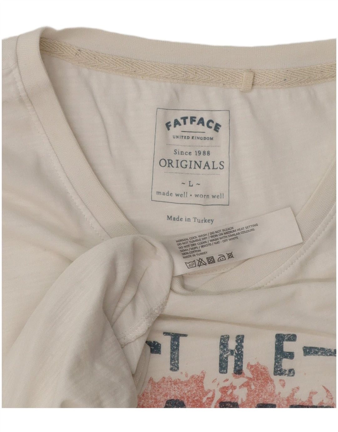 Camiseta gráfica para hombre Fat Face Top grande de algodón blanco
