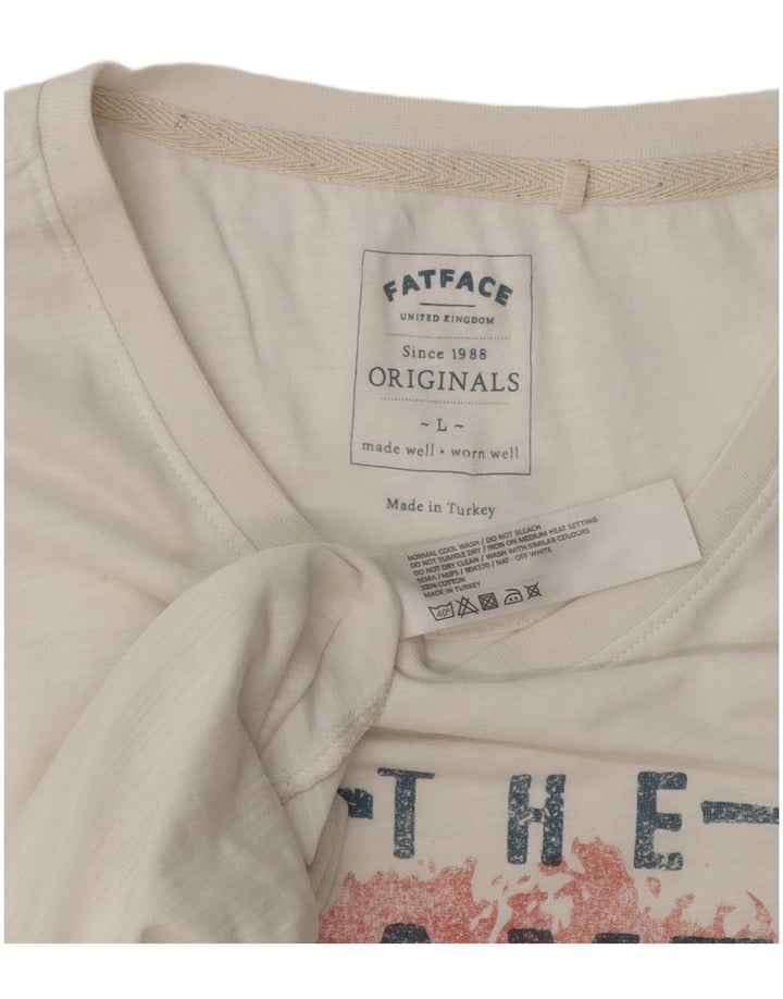 Camiseta gráfica para hombre Fat Face Top grande de algodón blanco