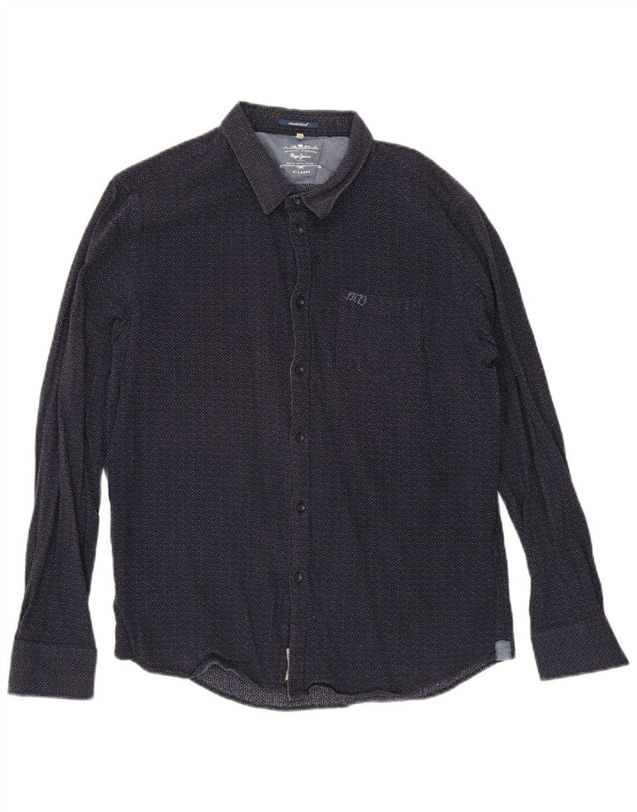 PEPE Jeans Camisa Hombre XL Algodón Lunares Azul Marino