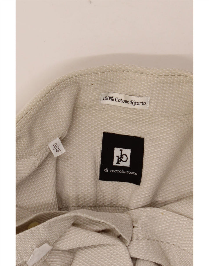 ROCCOBAROCCO Camisa Hombre Talla 41 16 Grande Beige Algodón