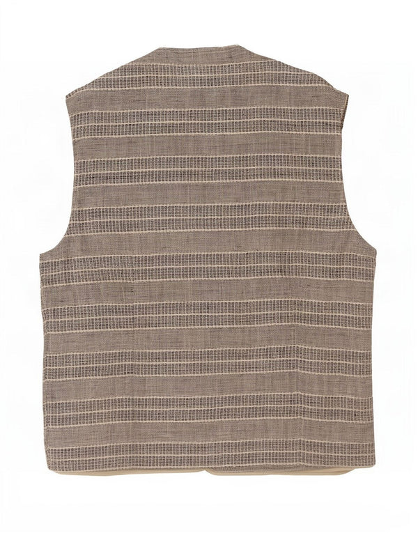 Vintage hombres clásico ajuste chaleco grande marrón rayas