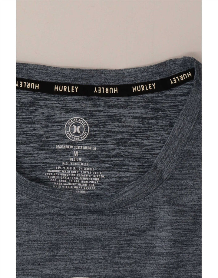Hurley - Camiseta gráfica para hombre, parte superior mediana, poliéster moteado en azul marino