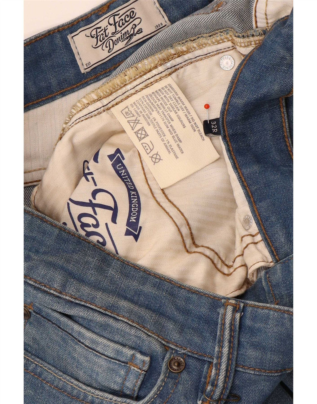 Vaqueros ajustados para hombre Fat Face W32 L32 Algodón azul