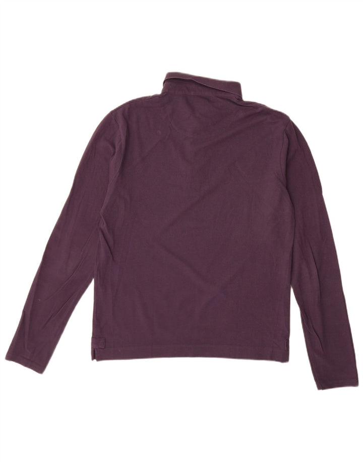DKNY Polo de manga larga para hombre de algodón morado medio