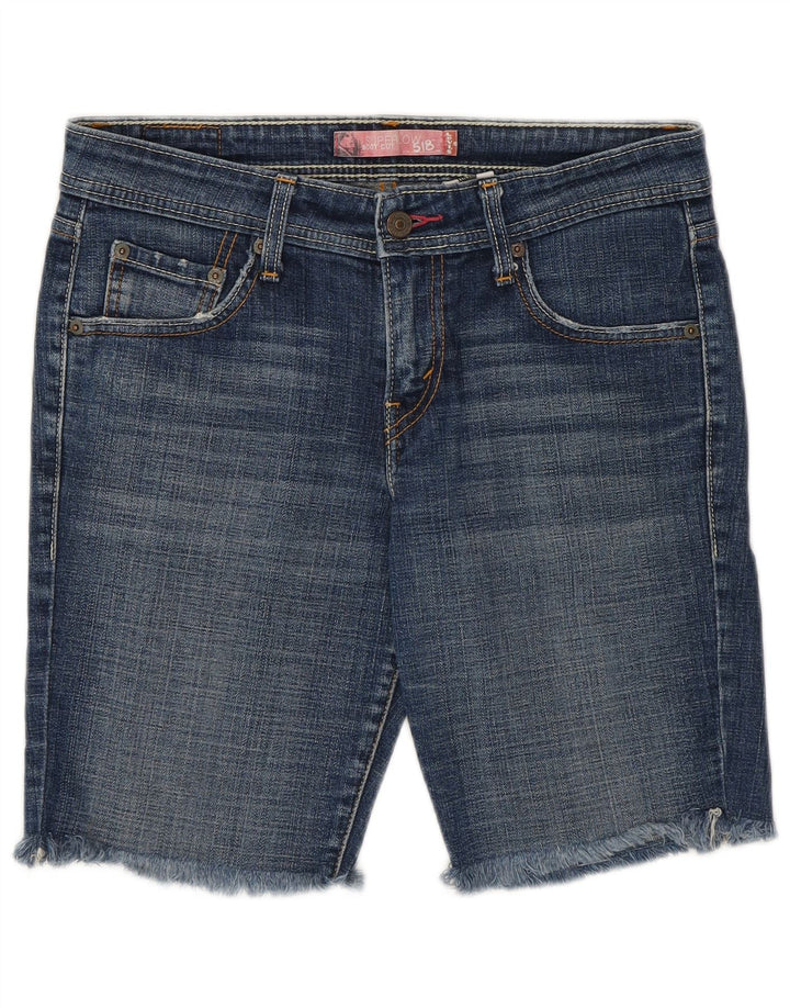 Levi's 518 Pantalones cortos de mezclilla de cintura baja para mujer, talla 7, mediano, W30, algodón azul