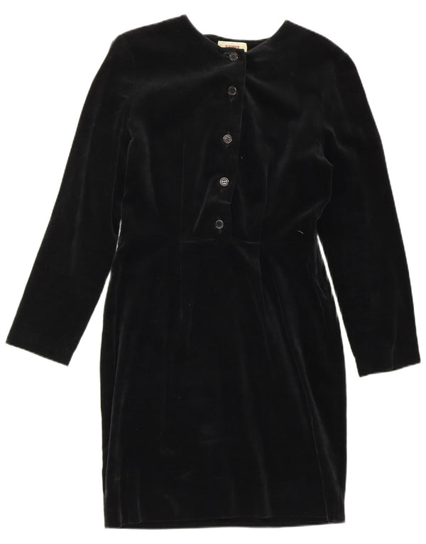 SISLEY Vestido tubo de terciopelo para mujer UK 6 XS Algodón negro