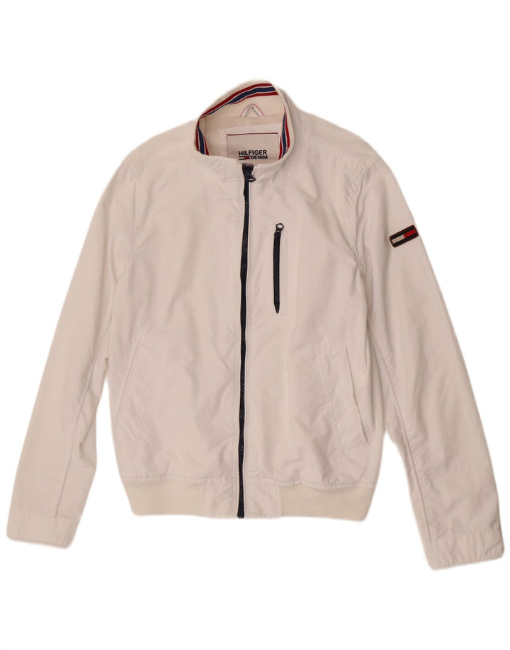 Tommy Hilfiger Chaqueta Bomber para Hombre UK 38 Medium White Nylon