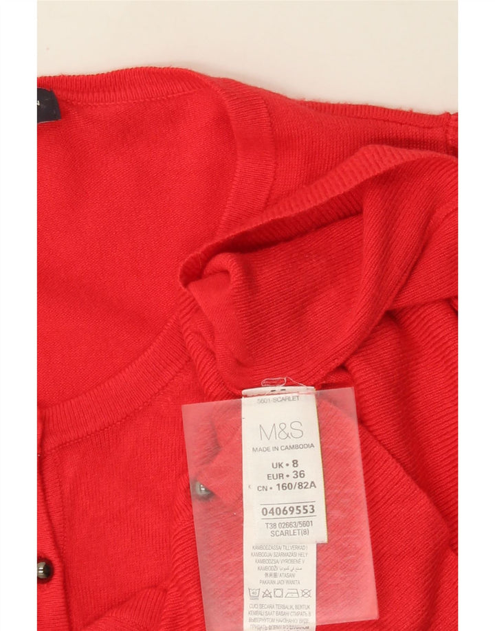 Marks & Spencer Suéter tipo cárdigan para mujer UK 8 Small Viscosa roja