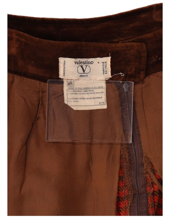 VALENTINO Falda acampanada Miss V para mujer W30 Lana de pata de gallo roja mediana