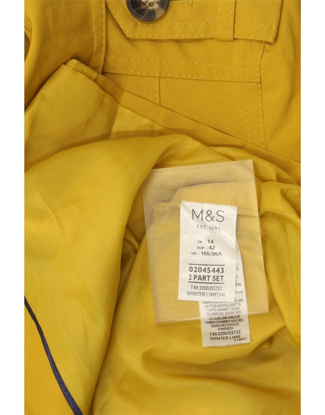 Marks & Spencer Gabardina para mujer UK 44 Poliéster amarillo medio