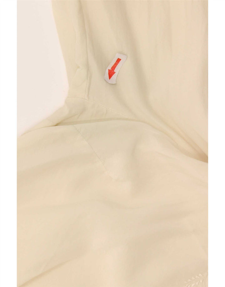 Vintage mujer crop camisa blusa Reino Unido 12 Medio Beige
