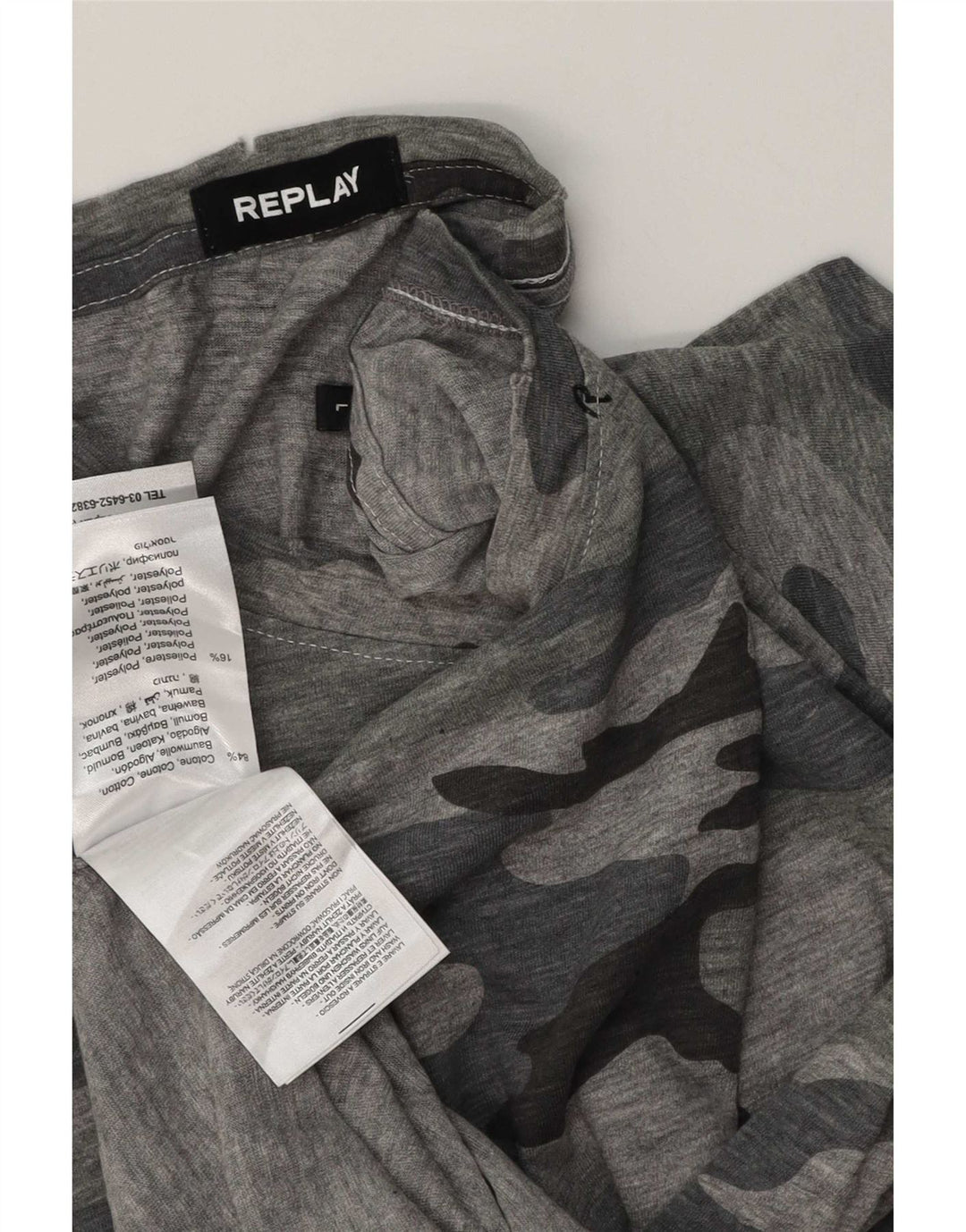 Camiseta Replay para hombre Top Large gris camuflaje