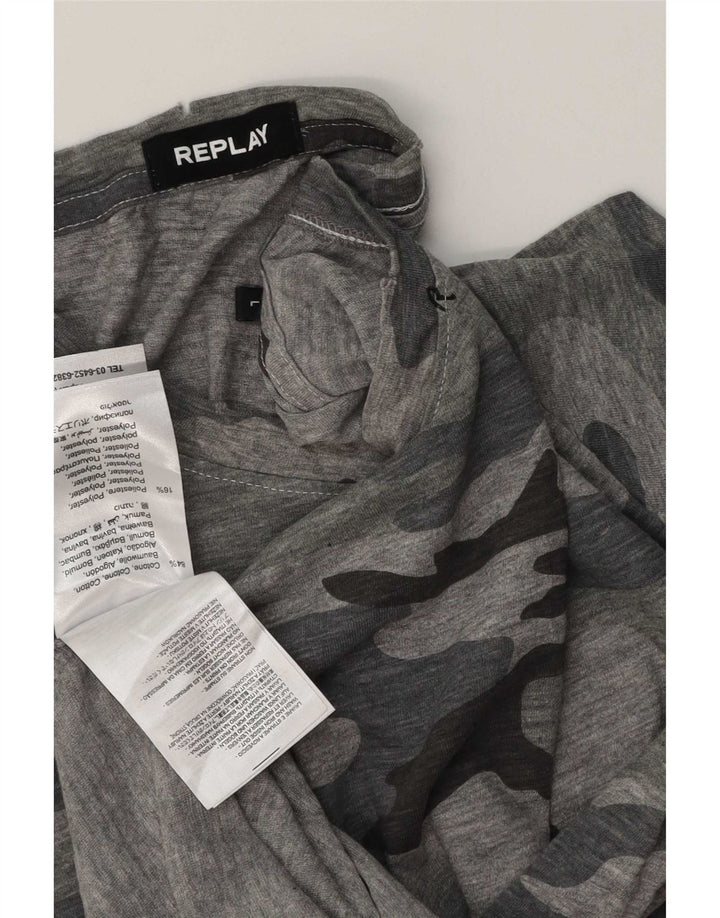 Camiseta Replay para hombre Top Large gris camuflaje