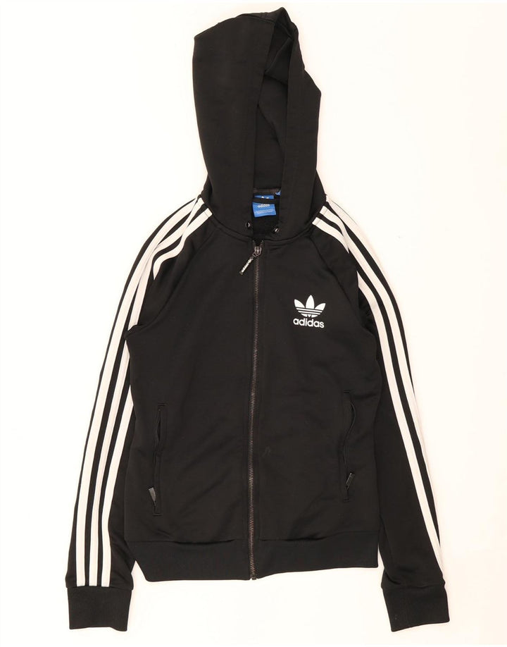 Adidas Sudadera con capucha y cremallera para mujer UK 8 Small Poliéster negro
