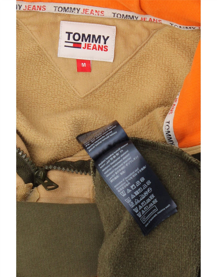TOMMY JEANS Jersey extragrande con capucha y cuello con cremallera en bloques de color verde medio