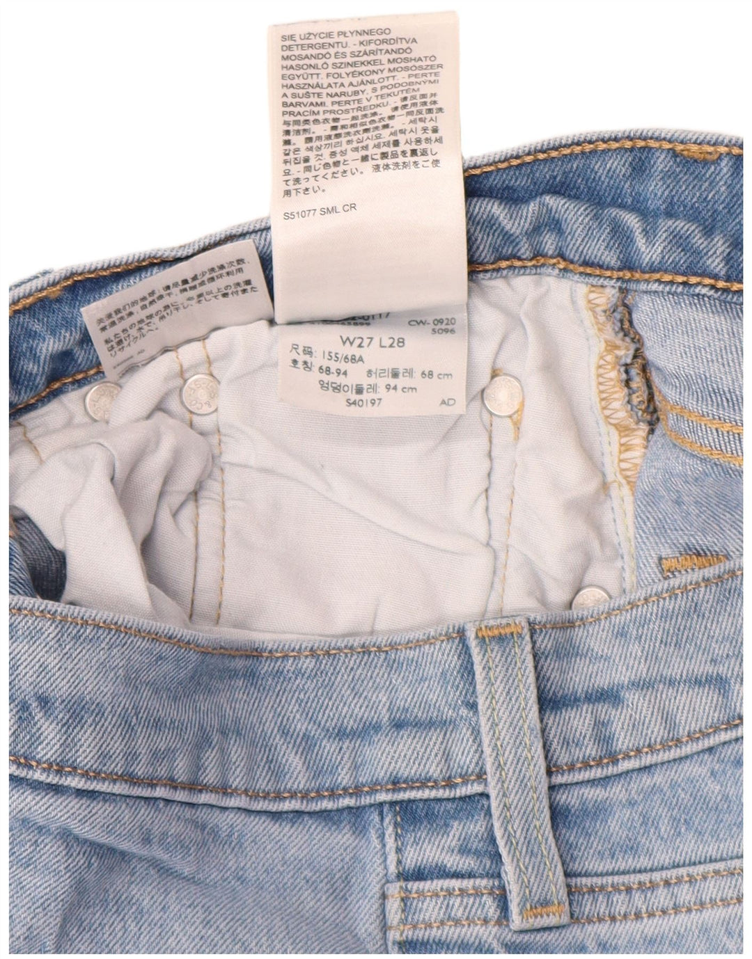 Vaqueros Levi's Mujer 501 Rectos W27 L28 Algodón Azul