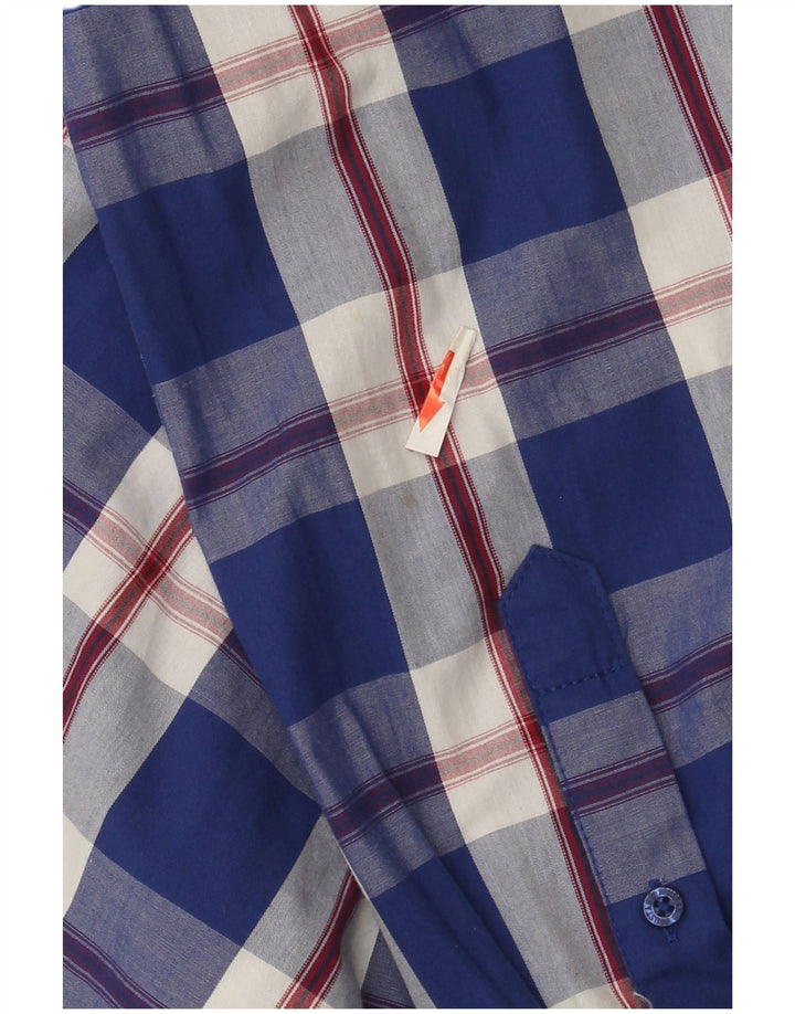 Mustang Camisa Slim Fit De Algodón A Cuadros Azul Pequeño Hombre