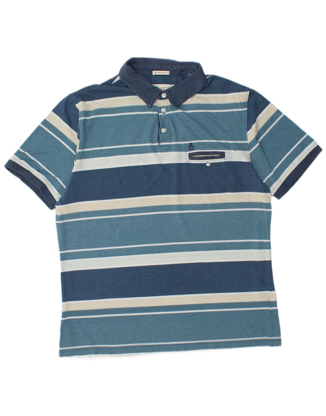 PENGUIN Polo Heritage de corte slim para hombre, talla grande, color azul