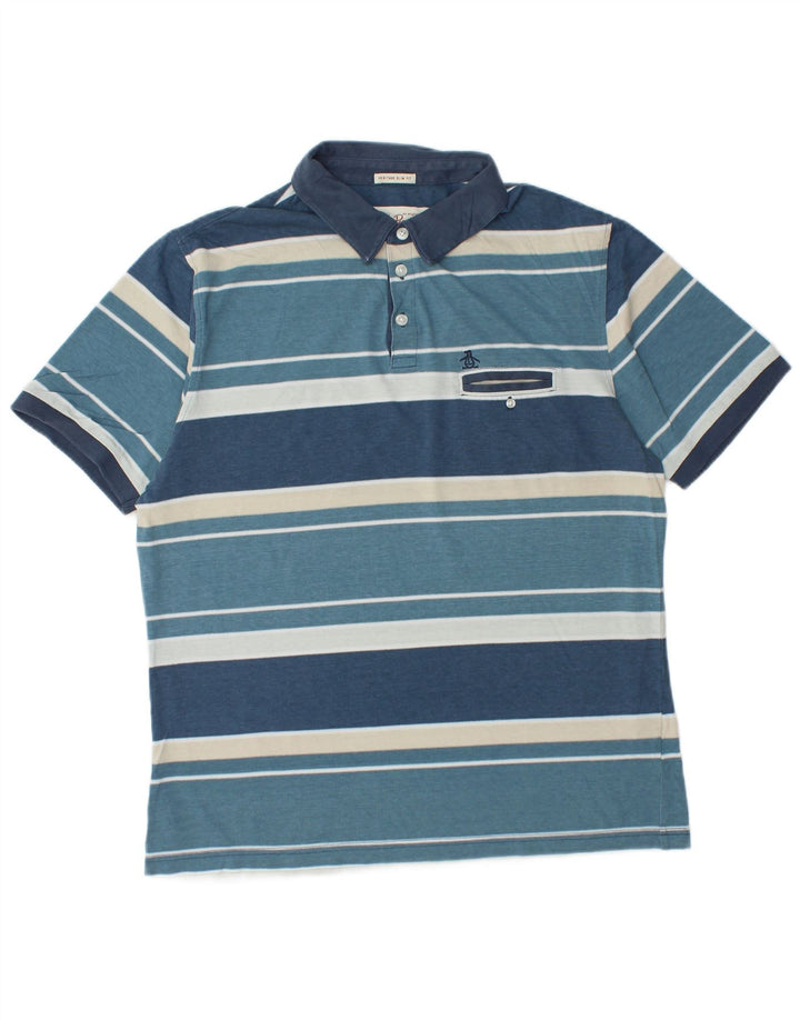 PENGUIN Polo Heritage de corte slim para hombre, talla grande, color azul