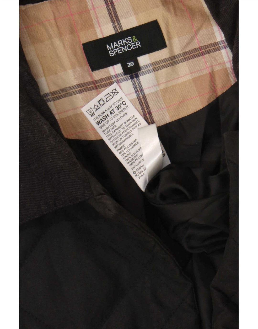 Marks & Spencer Chaqueta acolchada para mujer UK 20 2XL Poliéster negro