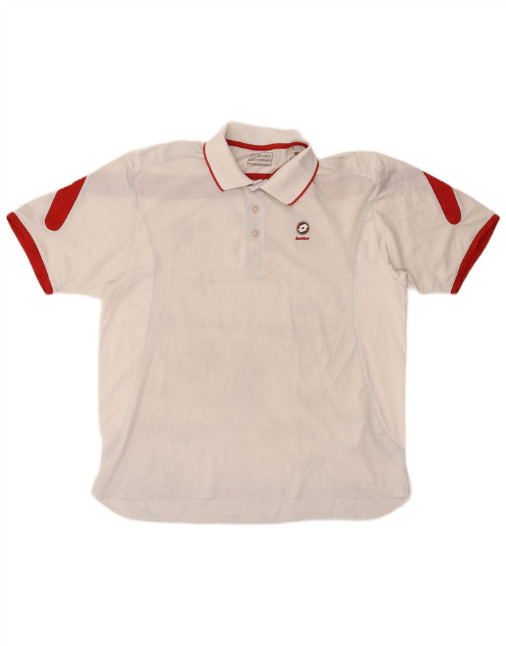 LOTTO Mens Polo Shirt Large White Colourblock Polyester