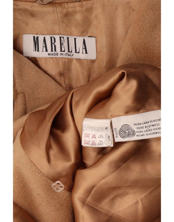 MARELLA Abrigo de doble botonadura para mujer UK 42 Medio Beige Lana Virgen Clásico