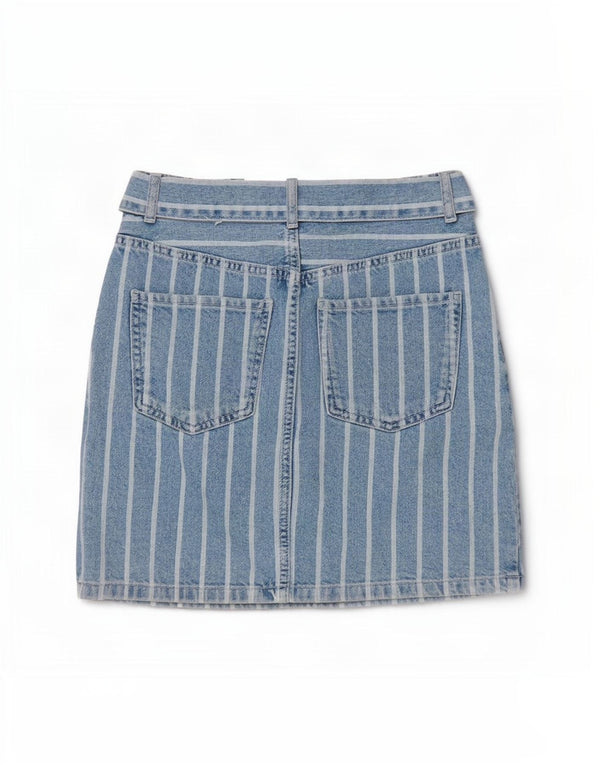 Benetton Falda Vaquera W26 Small Azul A Rayas