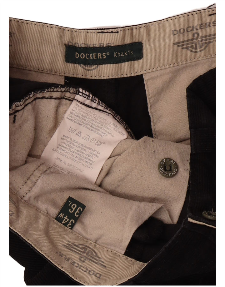 Dockers Pantalones rectos de pana color caqui para hombre W34 L32 Black Classic