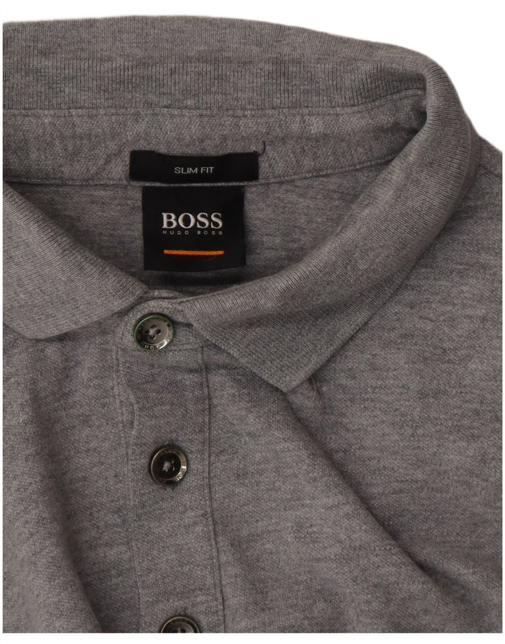 Polo Hugo Boss Hombre Slim Fit Gris Pequeño