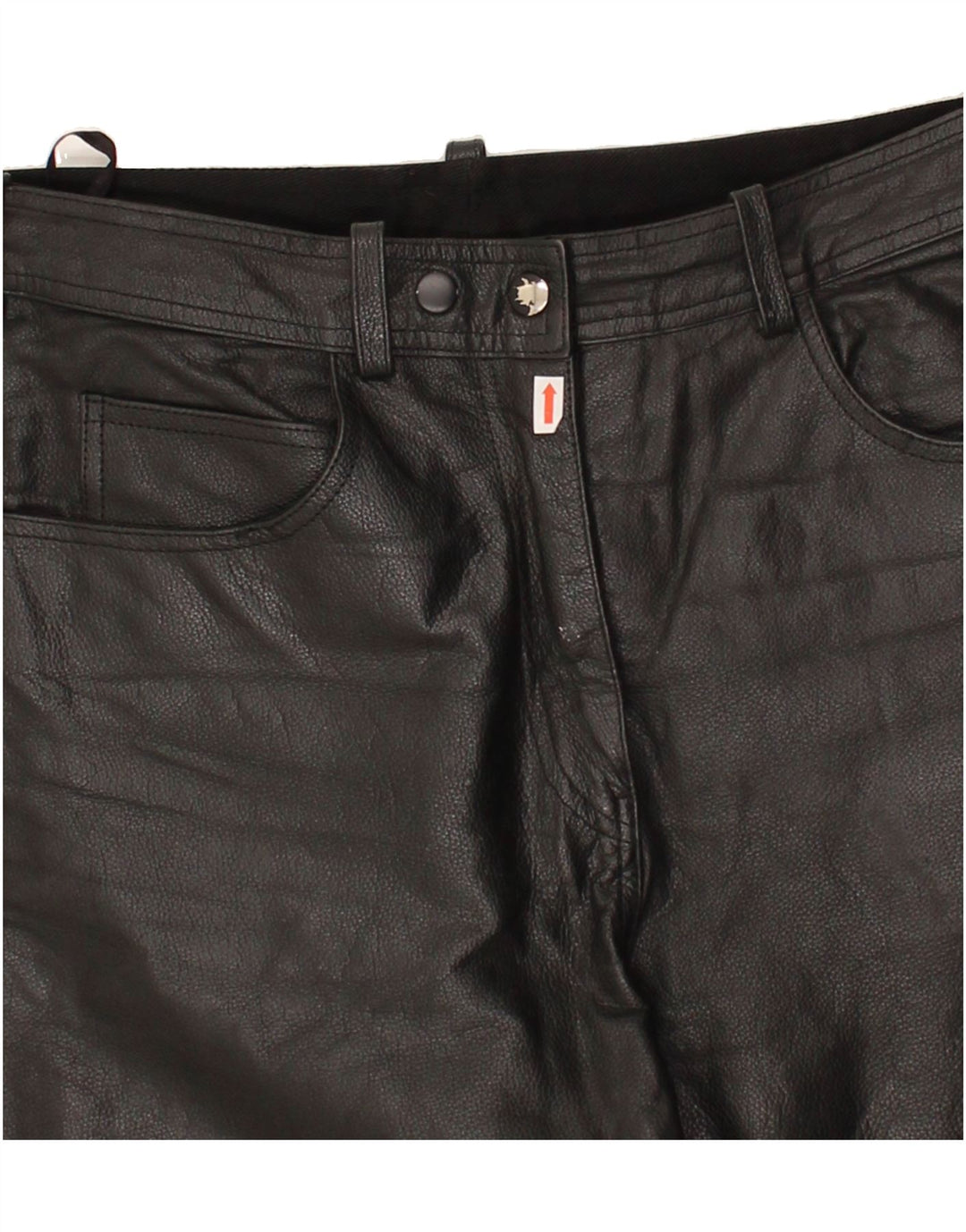 VINTAGE Womens Straight Trousers EU 40 Medium W30 L29 Black Leather Vintage Vintage and Second-Hand Vintage from Messina Hembry 