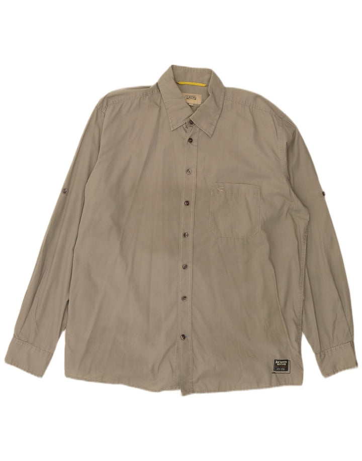 Camisa Camel Active Hombre Grande Gris Algodón