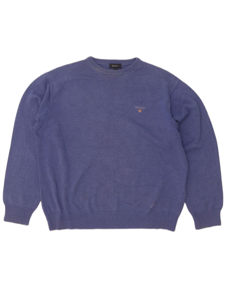 Gant Jersey De Cuello Redondo Con Cuello Redondo De Algodón Azul Medio