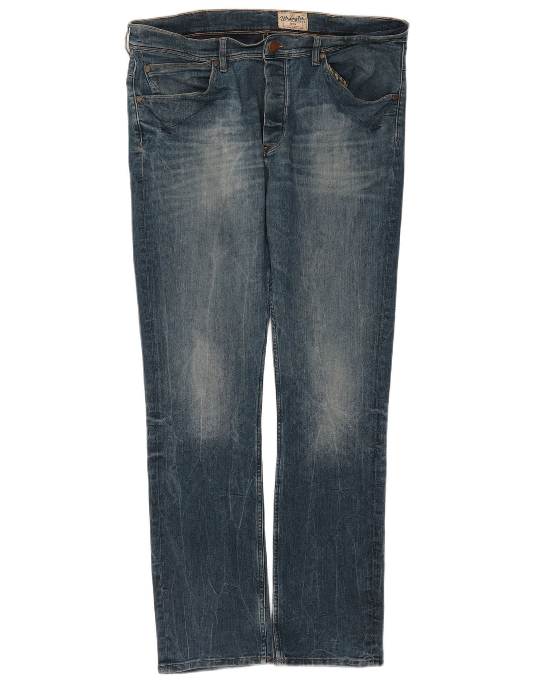 Wrangler Mens Ben Slim Jeans W38 L34 Algodón Azul