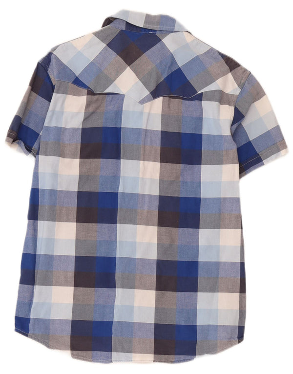 Wrangler Camisa Regular Fit De Manga Corta Para Hombre De Algodón A Cuadros Azul Medio