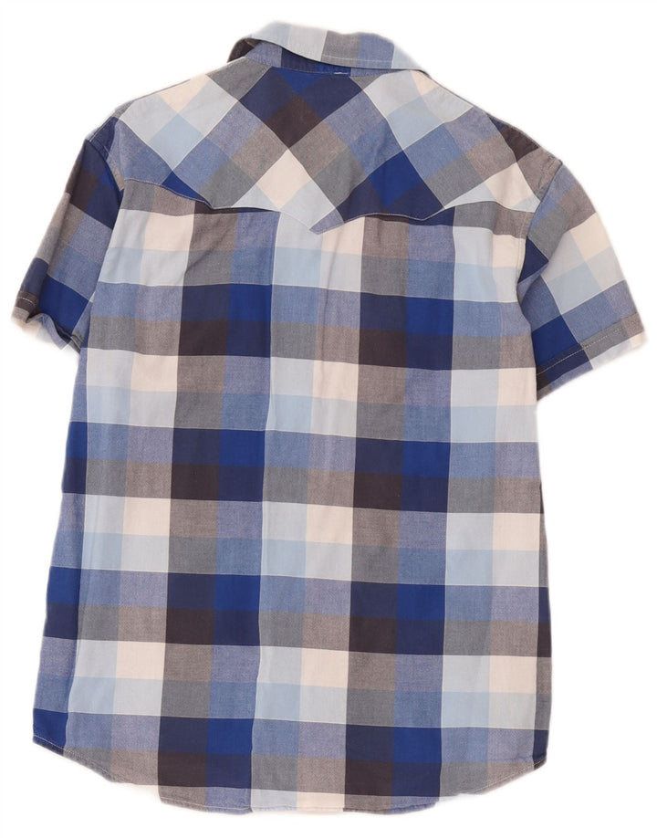 Wrangler Camisa Regular Fit De Manga Corta Para Hombre De Algodón A Cuadros Azul Medio