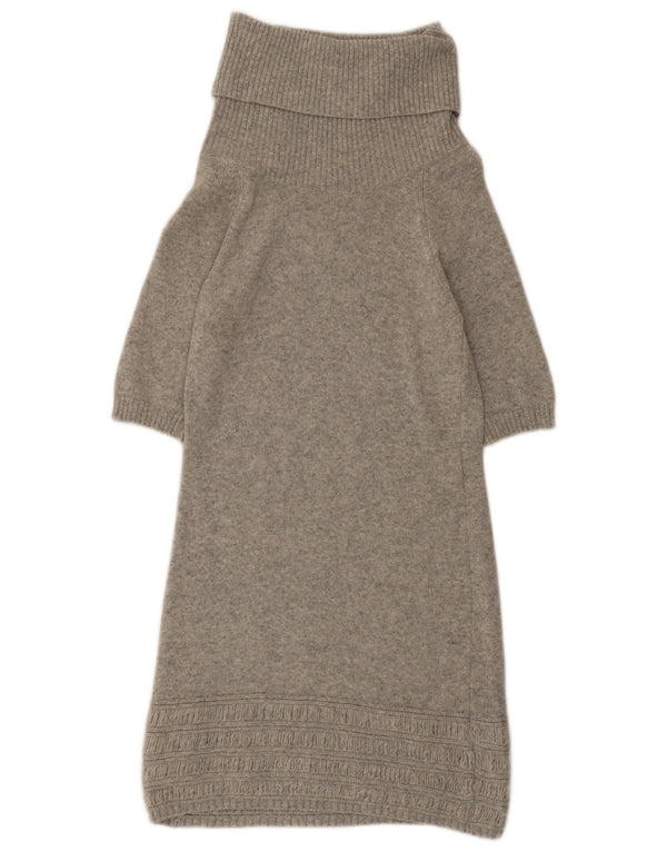 Benetton Vestido estilo jersey con cuello vuelto y manga 3/4 para mujer UK 40 Small Gris moteado