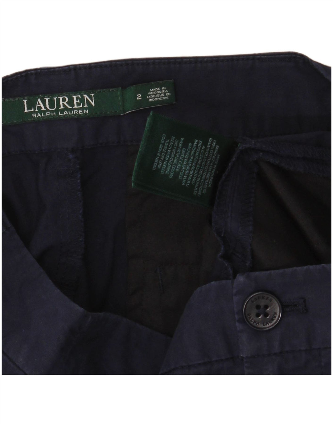 RALPH LAUREN Pantalones cortos de pierna ancha para mujer US 2 XS W28 L24 Azul marino