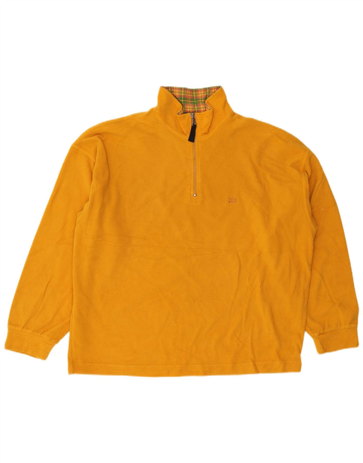 Think Pink - Jersey de forro polar con cuello y cremallera para hombre, talla grande, amarillo