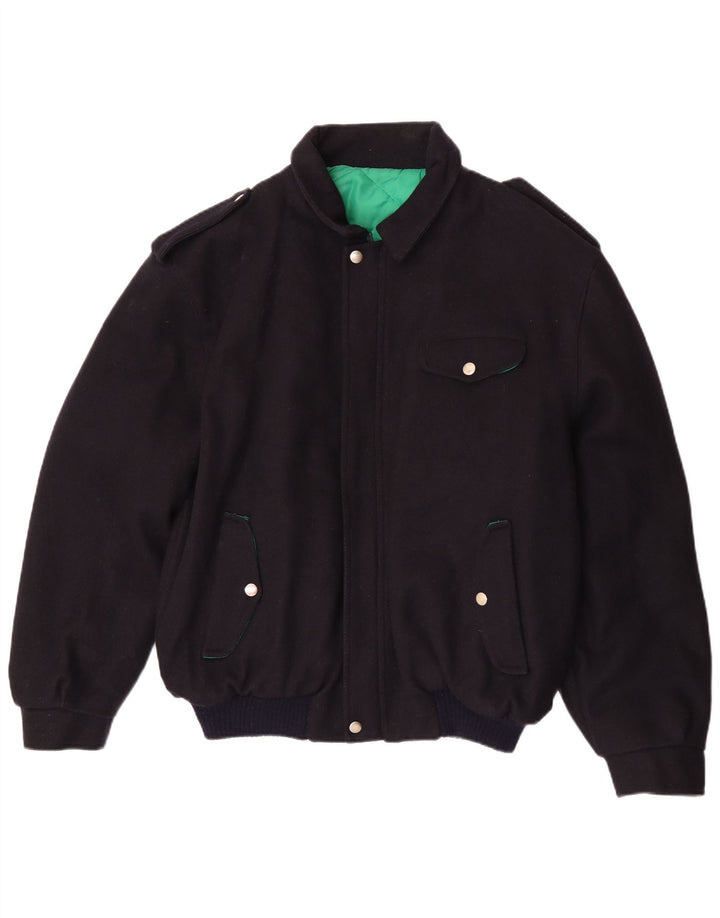 Vintage hombres militar bombardero chaqueta Reino Unido 40 grande azul marino