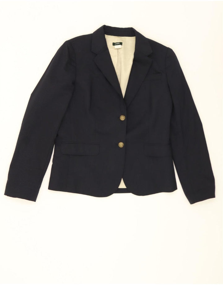 J. CREW Womens 2 Button Blazer Jacket US 8 Medium Navy Blue Pinstripe Wool Vintage J. Crew and Second-Hand J. Crew from Messina Hembry 