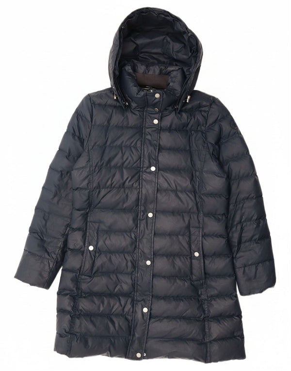 TOMMY HILFIGER Womens Hooded Padded Coat UK 14 Large Navy Blue Polyester