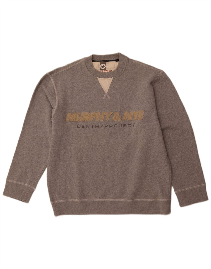 MURPHY & NYE Mens Sailmakers Graphic Sudadera Jumper Pequeño Algodón Gris